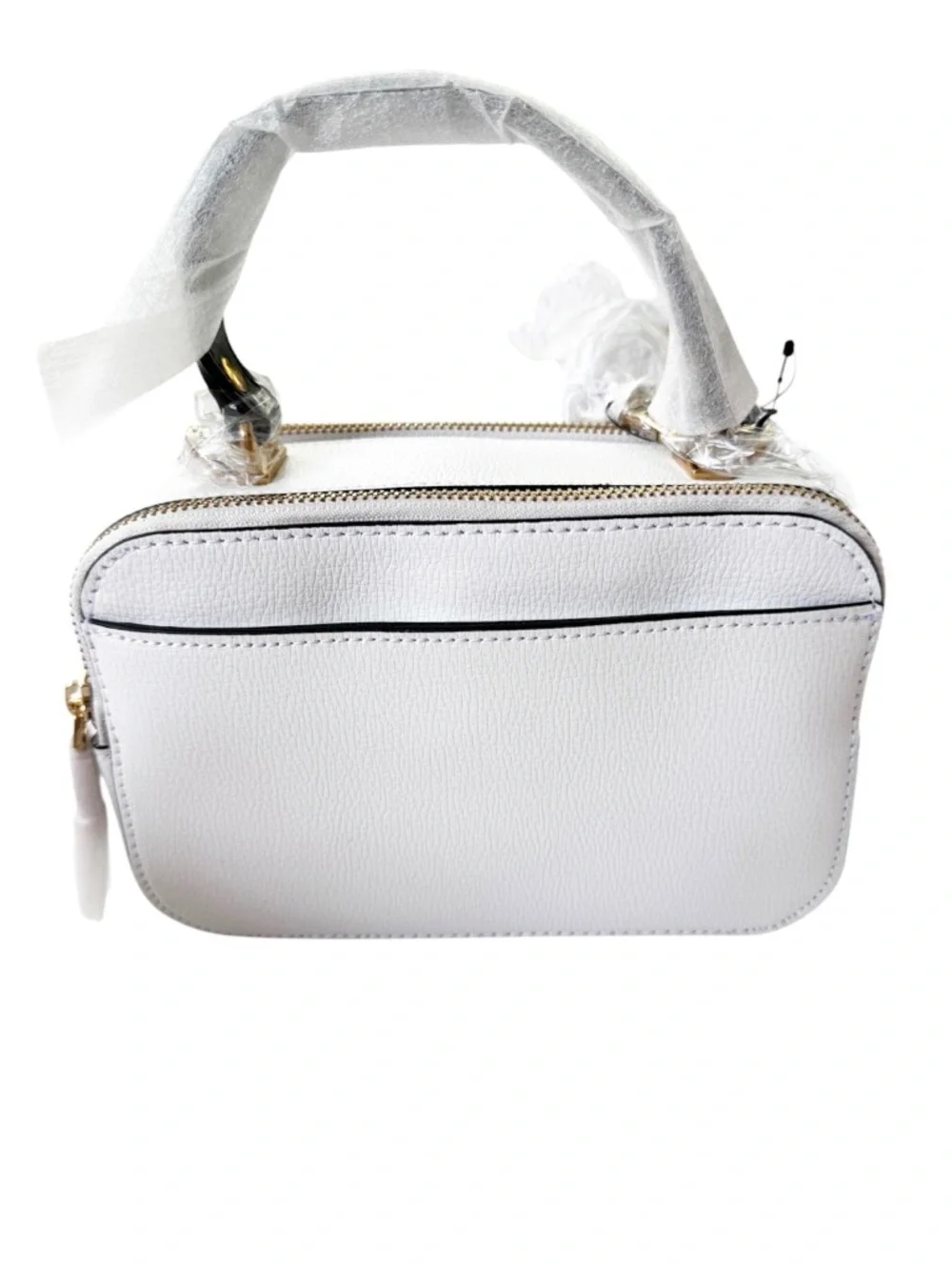 NWT Karl Lagerfeld Paris SIMONE CAMERA Crossbody Bag Logo Strap White with Gold